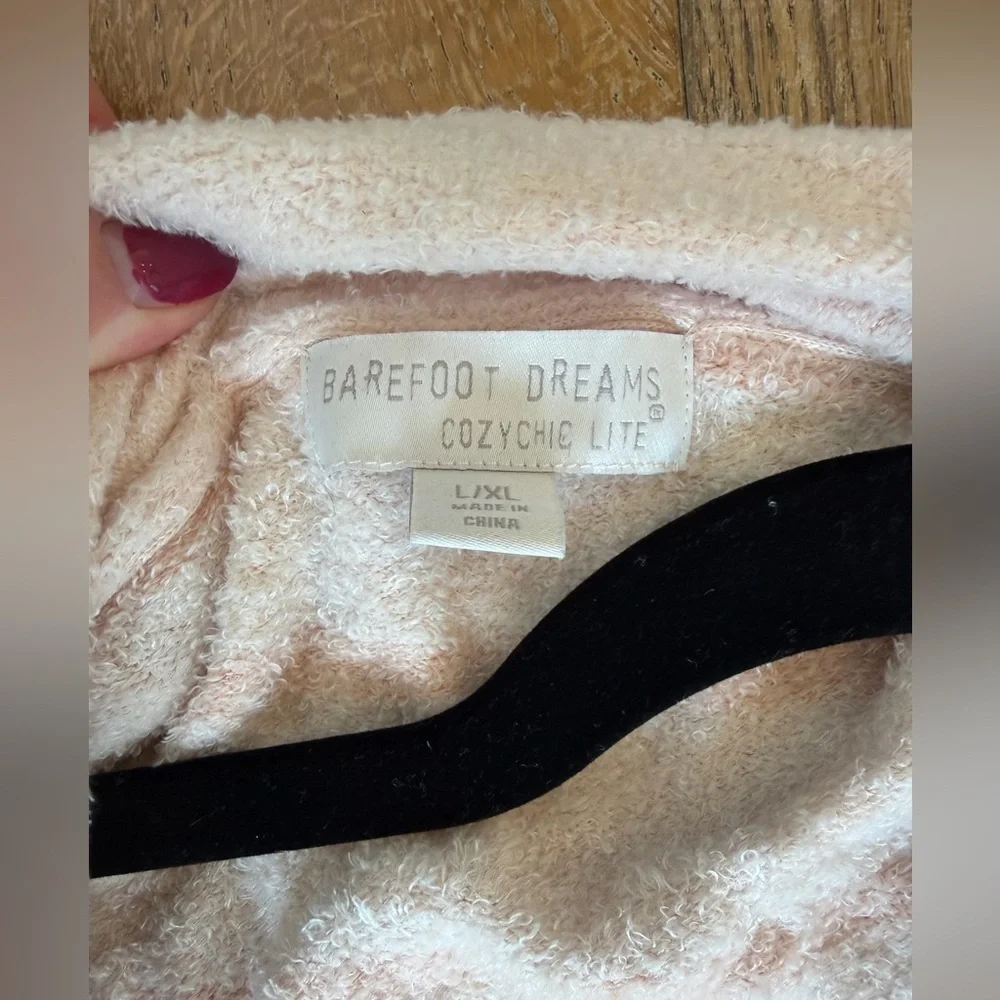 Barefoot Dreams CozyChic Lite Cardigan in Soft Pink worn 1x - Picture 3 of 5